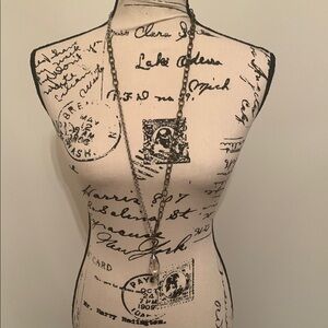 Inspire Designs Chunky Chain Necklace with Crystal Pendant (Bronze & Silver)